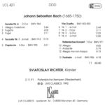 Sviatoslav Richter: Werke von J.S. Bach (1992, Rückseite)